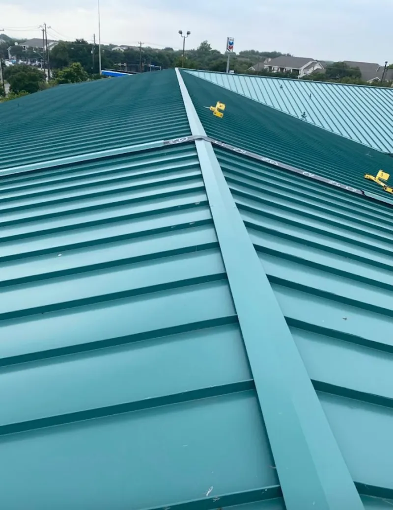 Green commercial metal roof ridge and valley for Metal Roof Repair in Kannapolis